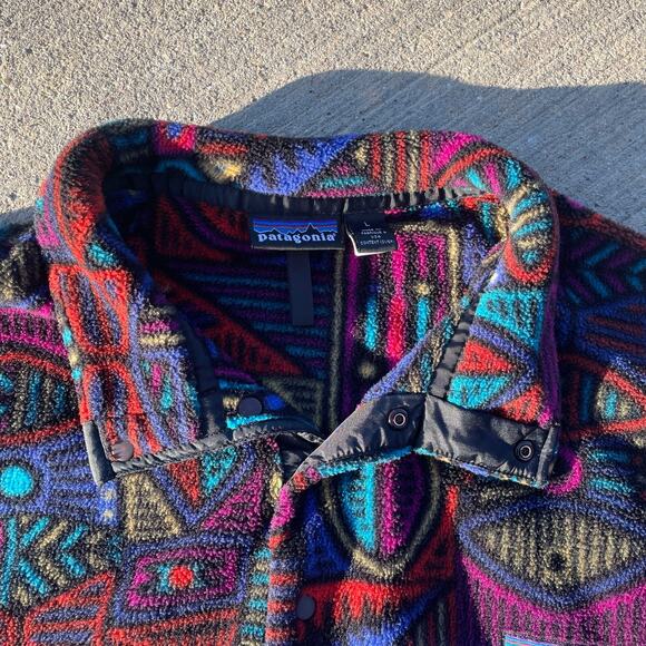 VTG 1995 PATAGONIA Snap Fleece Western Aborigine Aztec Tribal sz LARGE - Picture 2 of 13
